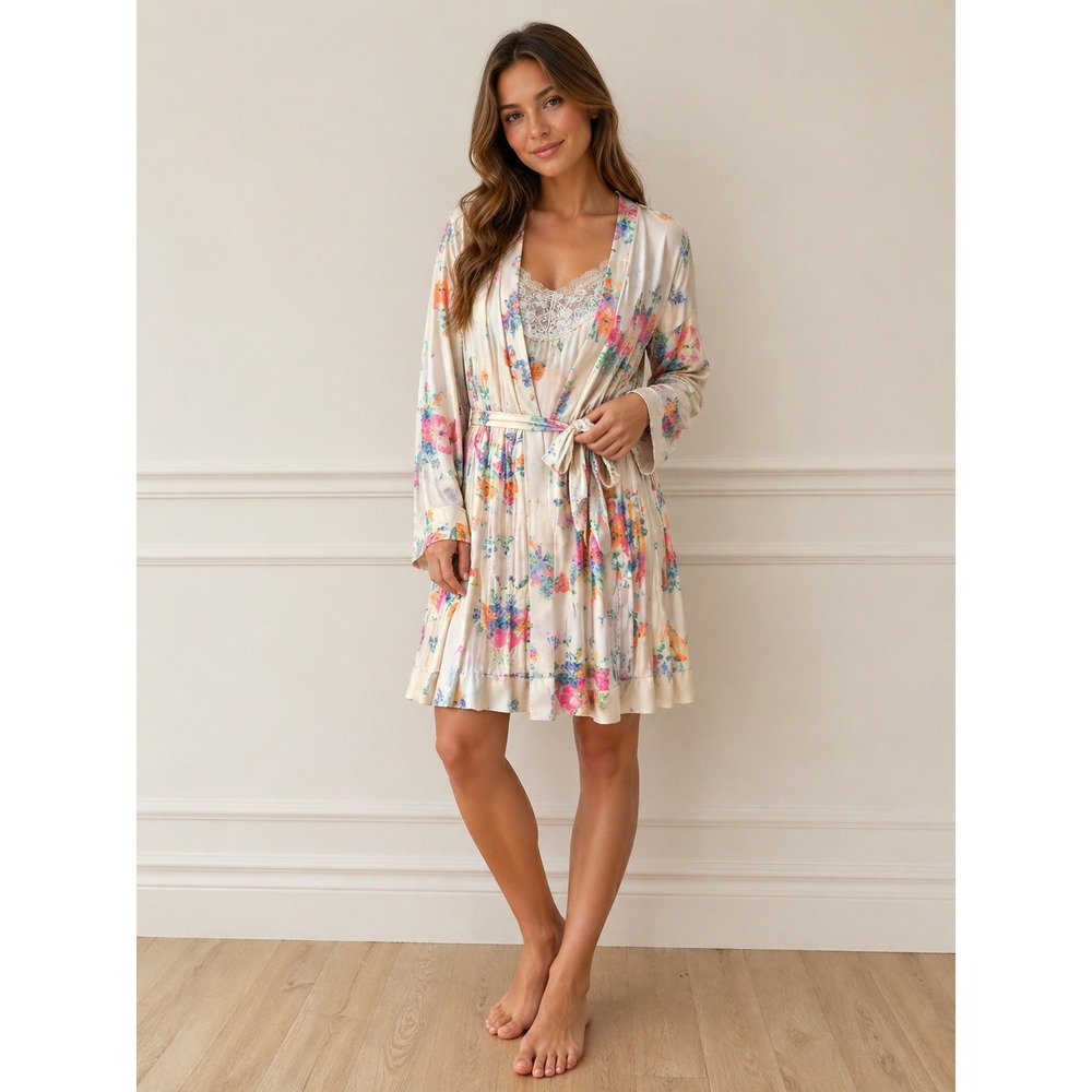 Lauren Ralph Lauren Floral Robe and Nightgown Set cottagecore Summer bridal
